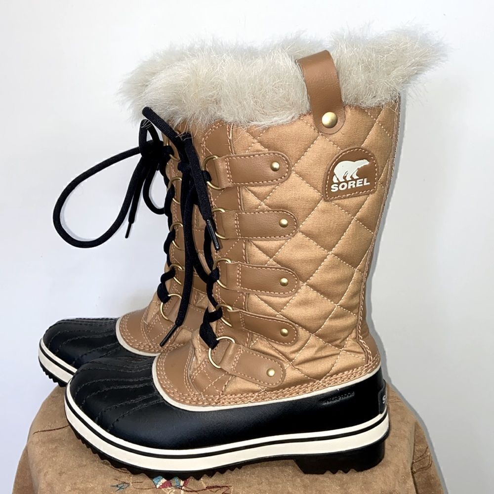 Sorel Boots Insulated Tan Shade Faux Fur Trim NWOB U.S. 6 - Picture 3 of 9